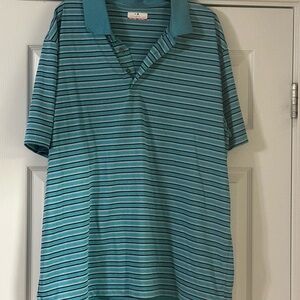 Mens Grand Slam Teal/Black Striped Short Sleeve Polo Shirt XXL